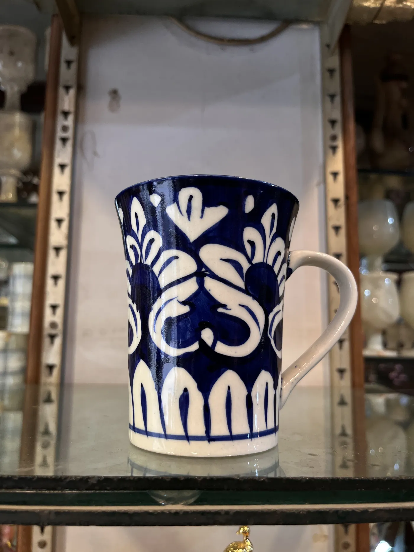 Blue Pottery Ceramic Tea Mug (4-Inch)