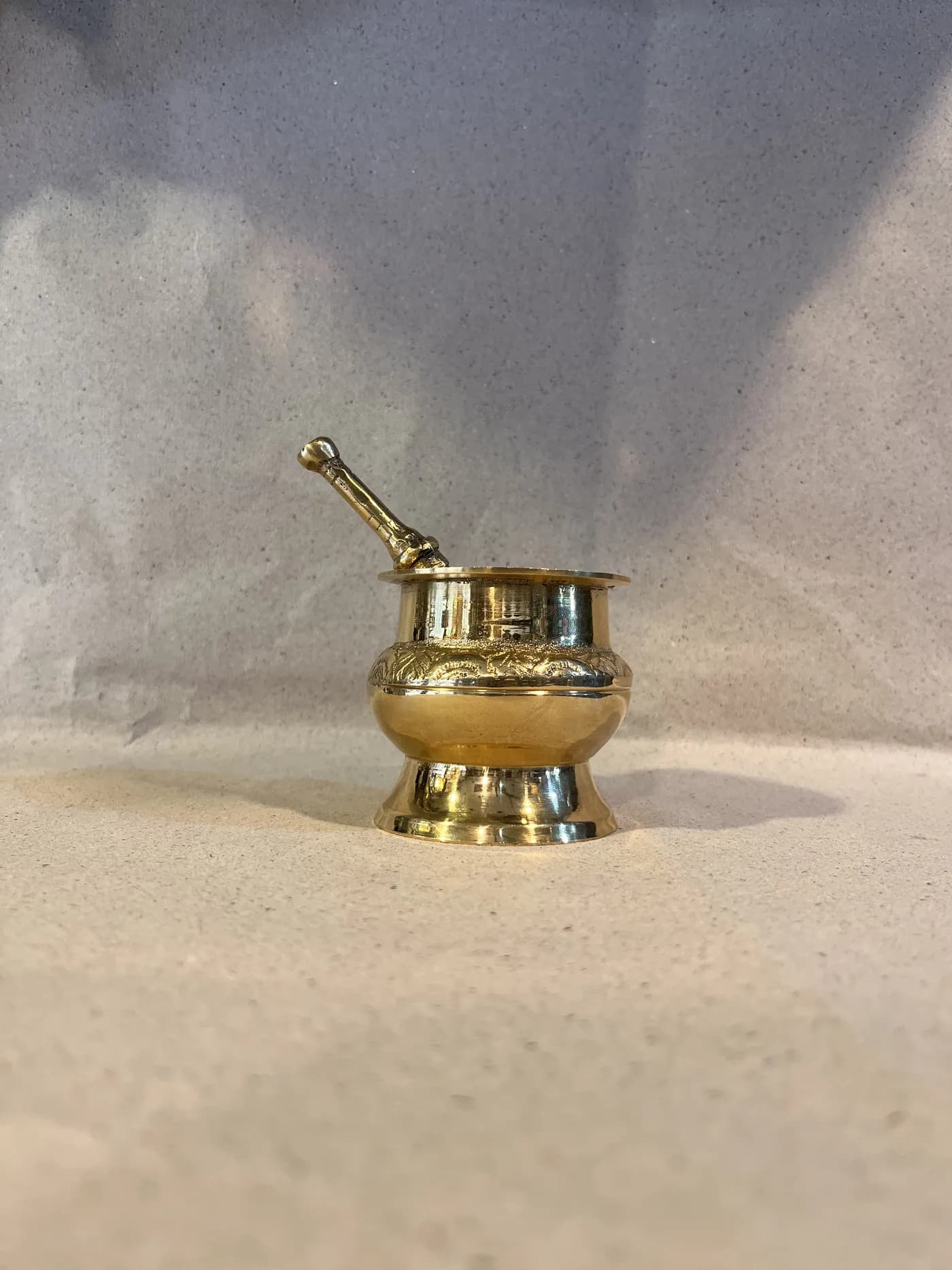 Authentic Pakistani handcrafted Brass Chatuwata Mortar and Pestle Set (3-Inch) - Artisan Craft from Ghazali Handicrafts Lahore