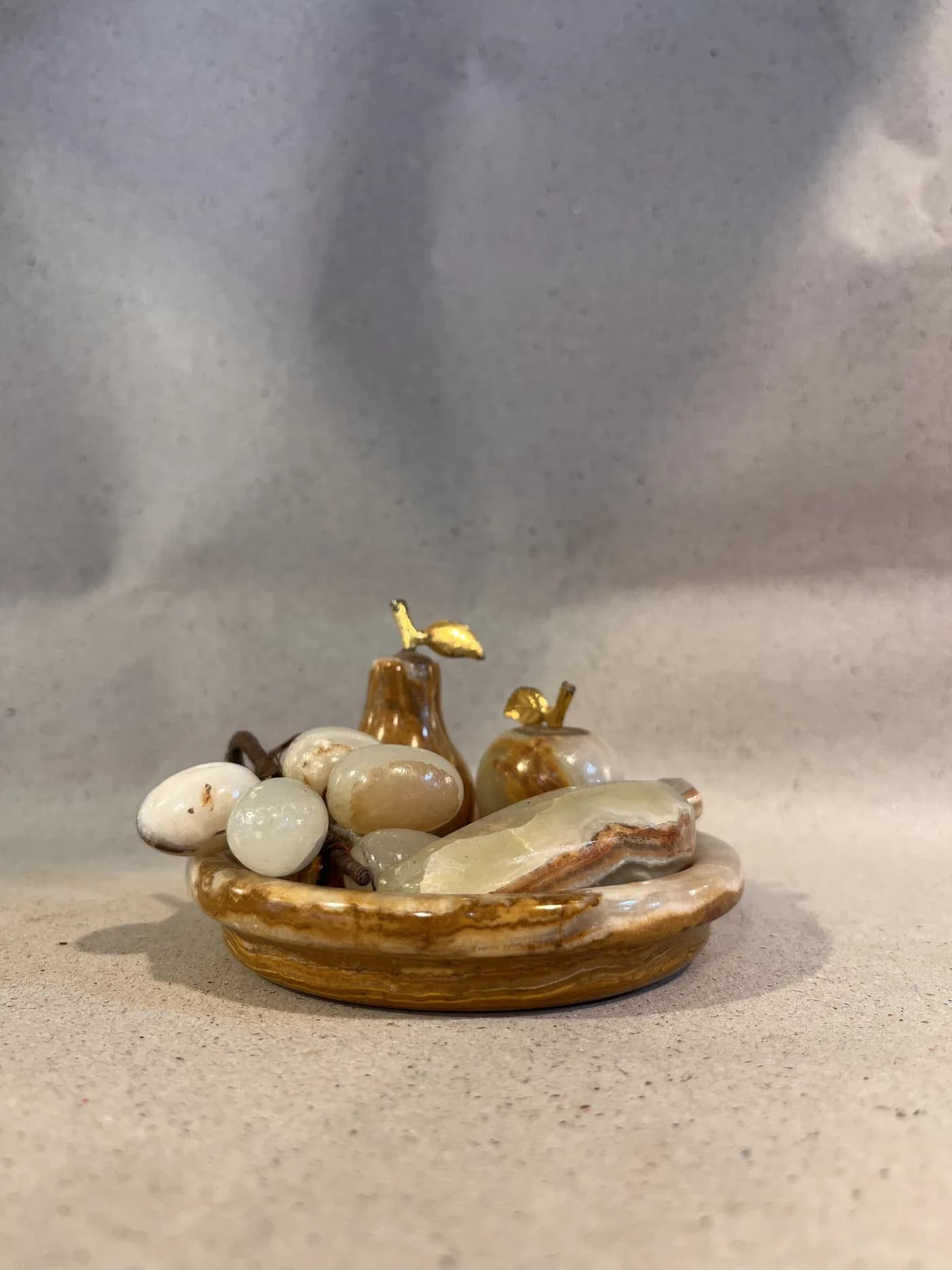 Natural Marble Miniature Fruit Set with Tray (4-Inch)