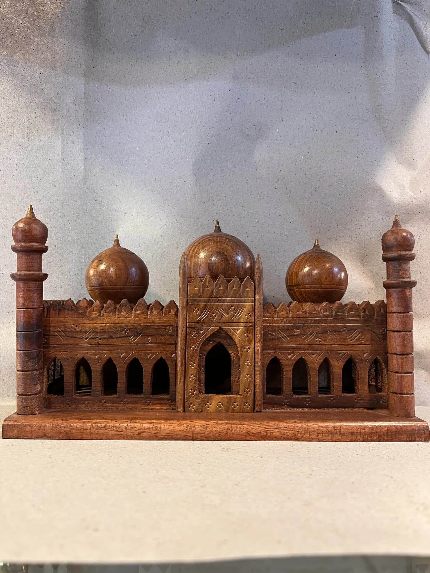 Authentic Pakistani handcrafted Sheesham Wood Heritage Mosque Showpiece (10-Inch) - Artisan Craft from Ghazali Handicrafts Lahore