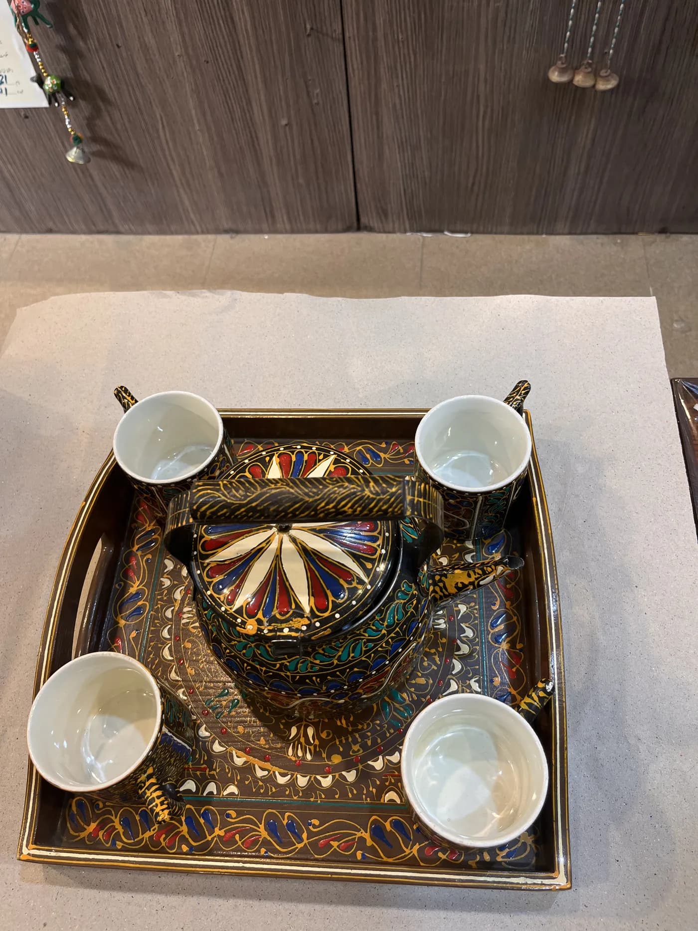 Swati & Truck Art Wooden Tea Set (6-Piece Set with Serving Tray)